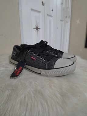Levi's Women's Stan Buck Black Denim Canvas Casual Sneakers Shoes Size 9.5